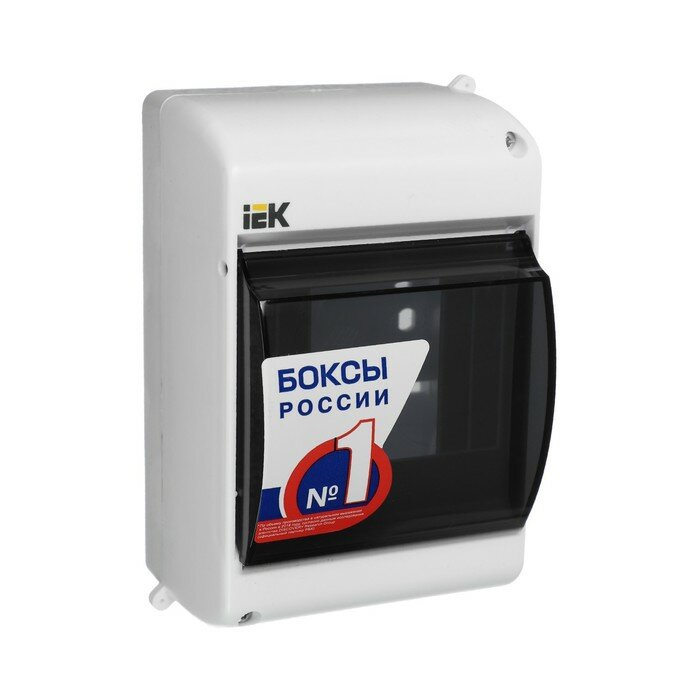 Бокс IEK КМПн 2/4, 4 модуля, IP30, прозрачная крышка, пластик - фотография № 1