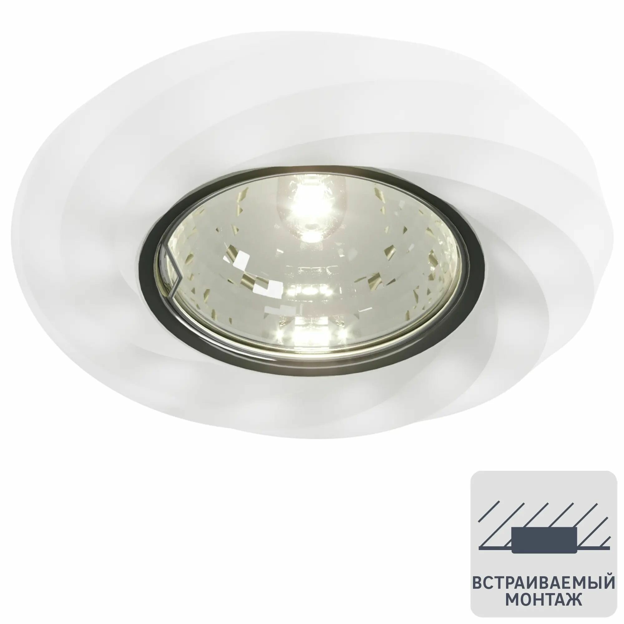 Светильник точечный встраиваемый Milano 51201 с LED-подсветкой под отверстие 60 мм, 2 м , цвет белый - фотография № 1