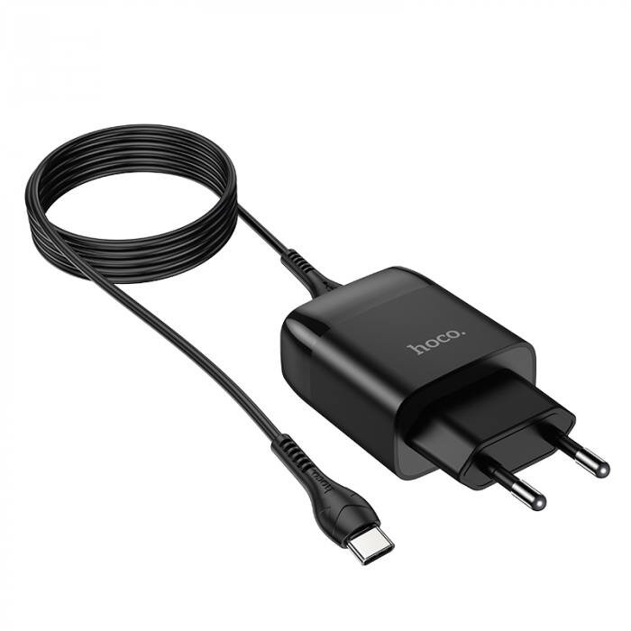 зарядное устройство HOCO C72Q Glorious QC3.0 кабель Type-C 1xUSB-A черный