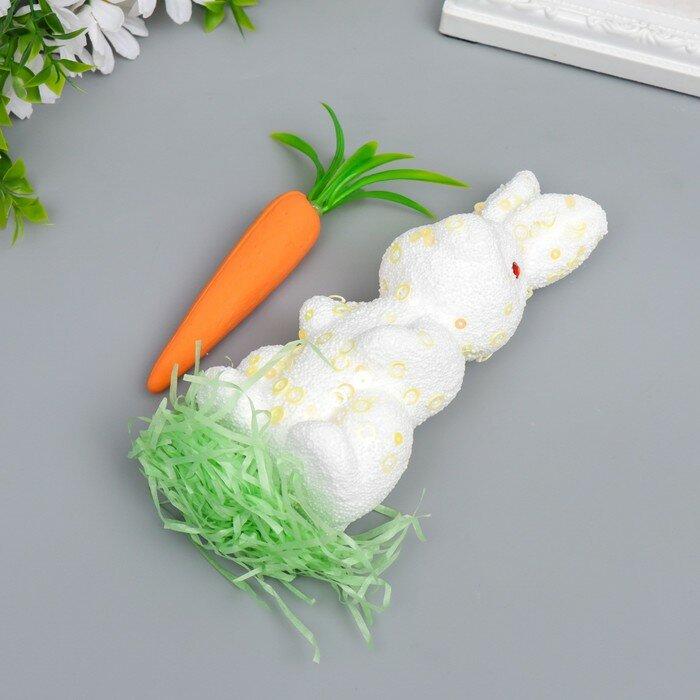 Декор "Кролик в посыпке с морковкой и травкой" набор 15 см - фотография № 2