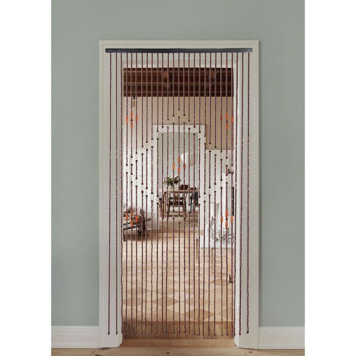 фото Занавеска декоративная деревянная «Ромб», 90×175 см, 27 нитей