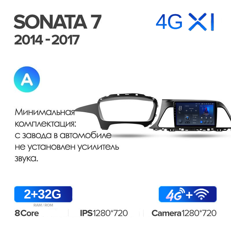 Штатная магнитола Teyes X1 Wi-Fi + 4G Hyundai Sonata 7 LF 2014-2017