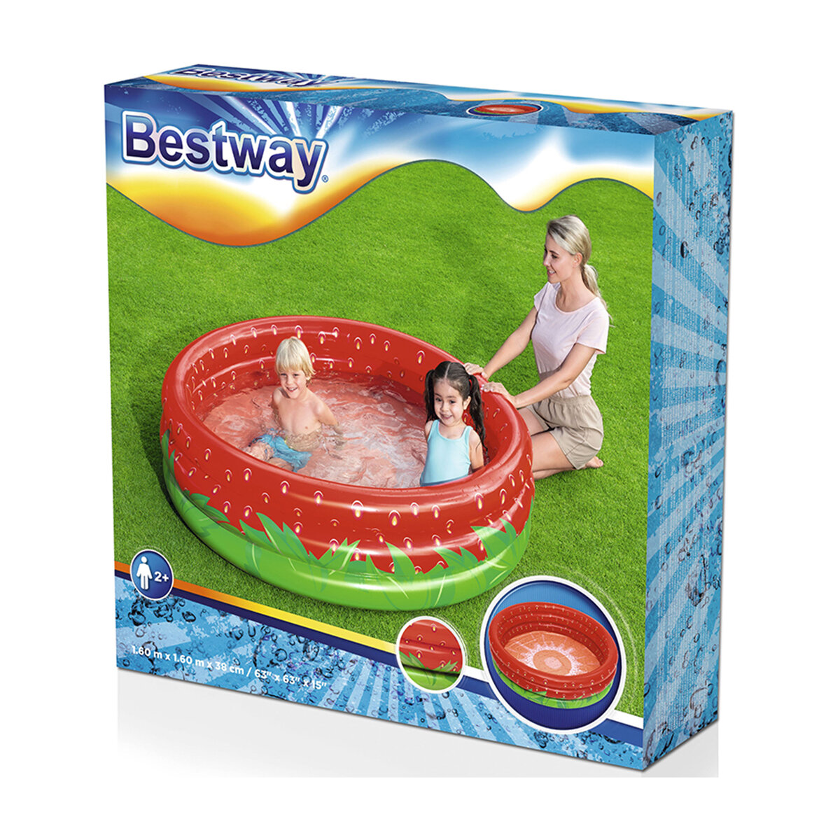 Бассейн надувной детский Bestway Sweet Strawberry, 160 x 38 см, 508 л - фотография № 1