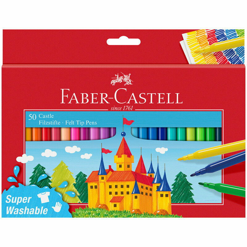 Фломастеры Замок, 50 цветов Faber-Castell - фото №1