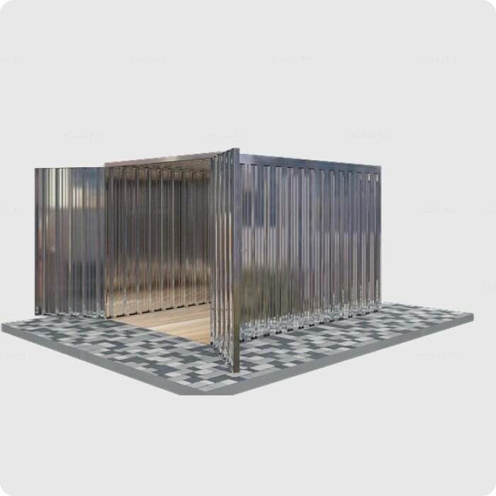 Хозблок металлический SKOGGY 3м, с плоской крышей, торцевой дверью и полом - фотография № 3