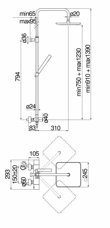 Душевая стойка Nobili Seven SE124030/50CR с термостатом, Chrome - фотография № 2