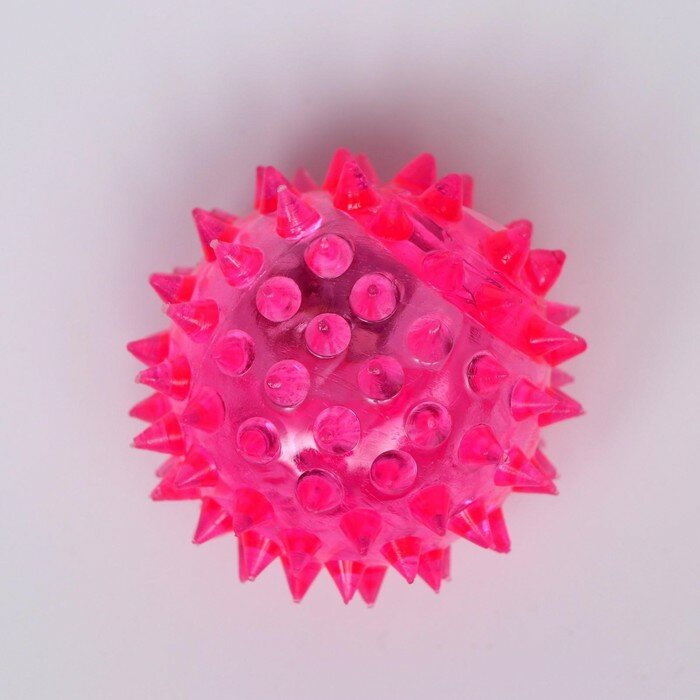 Мяч светящийся для собак средний, TPR, 5,5 см, розовый - фотография № 2