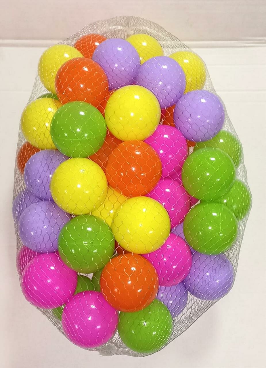 Мячики для сухого бассейна 70 мм (5 цветов), 50 штук, в ассортименте, в сетке 35x30x25 см