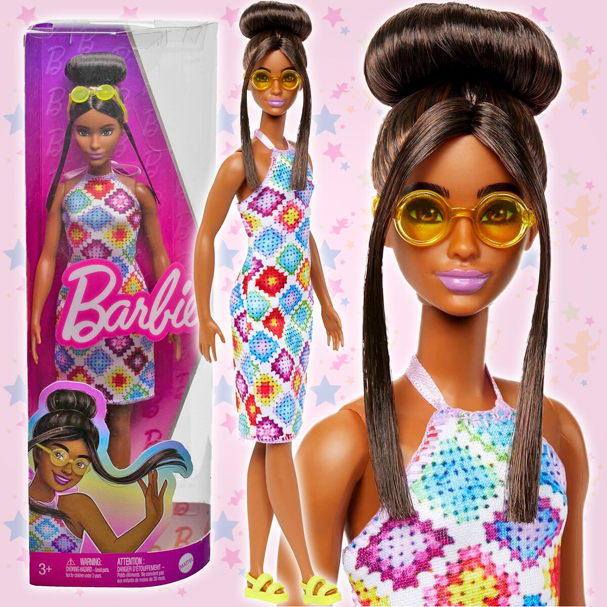 Кукла Барби серия Barbie Fashionistas "Модница" в ярком платье и солнцезащитными очками