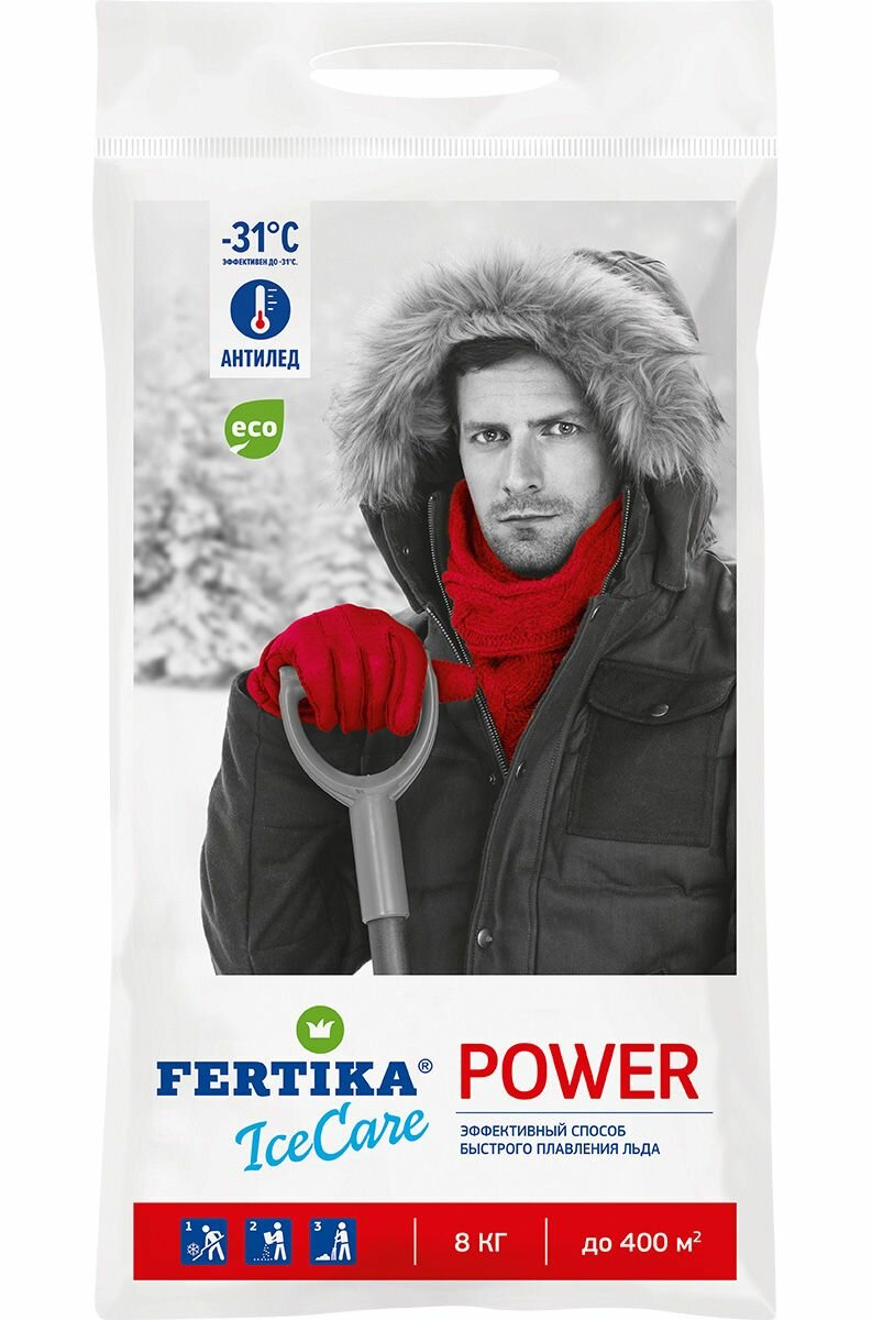 Противогололёдный реагент 8 кг, Fertika ICECARE POWER - фотография № 1