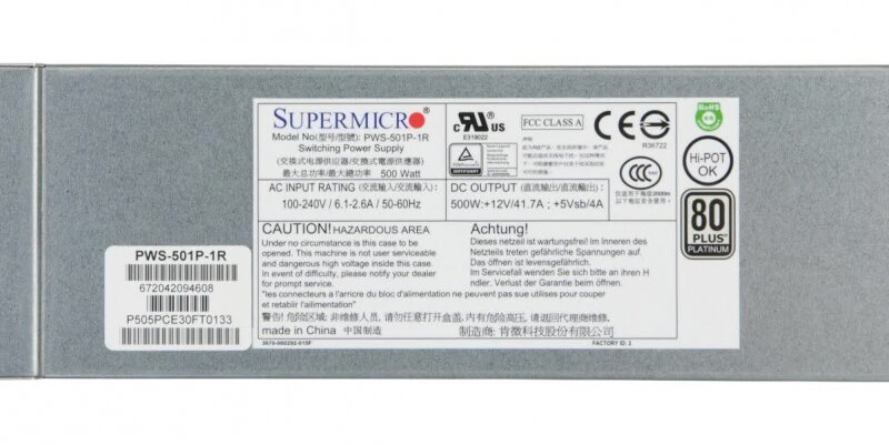 Блок питания 1U 500 Вт Supermicro PWS-501P-1R - фото №3