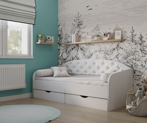Matrix кровать с мягкой спинкой Sofa 9, 80x190 см., цвет белый