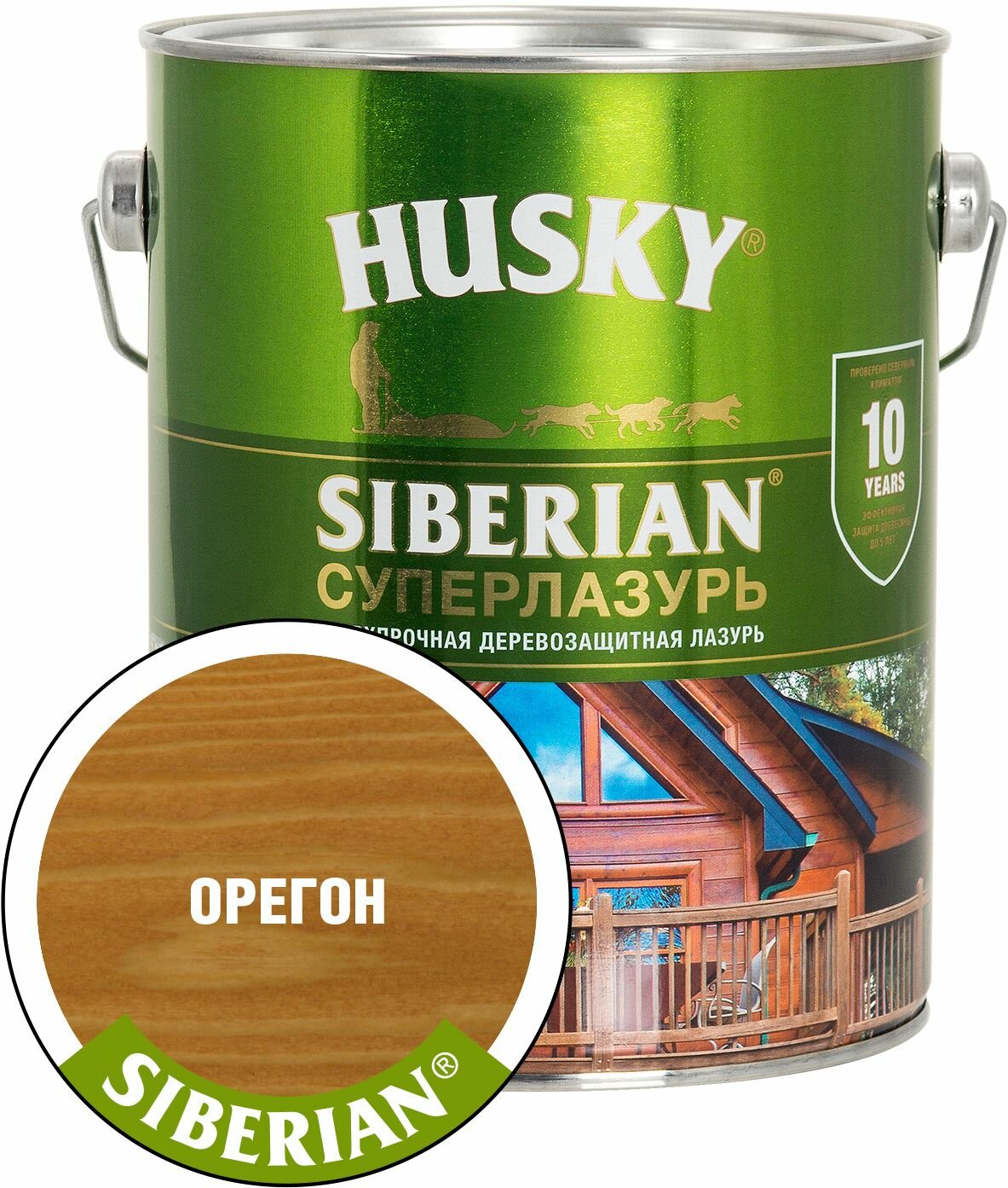 HUSKY SIBERIAN Суперлазурь антисептик для дерева полуглянцевый орегон 27л 30315