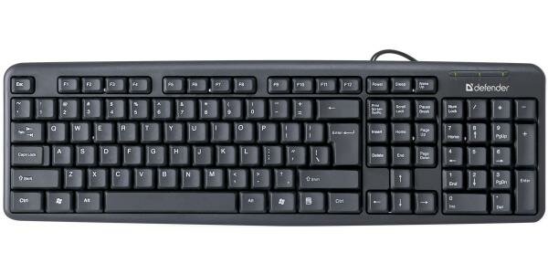 Клавиатура для компьютера проводная Defender Element HB-520 USB RU черный полноразмерная