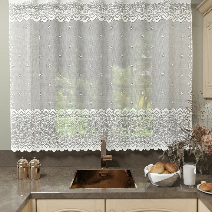 фото Штора без шторной ленты, размер 165х170 см, цвет белый, 100% п/э