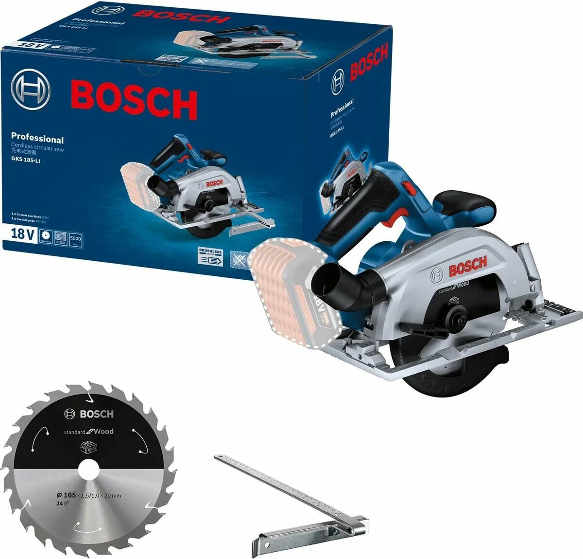 Циркулярная пила (дисковая) Bosch GKS 185-LI [06016c1223]