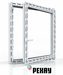 Пластиковое окно ПВХ РЕХАУ BLITZ 600х600 мм (ВхШ), одностворчатое поворотно-откидное правое, двухкамерный стеклопакет, белое