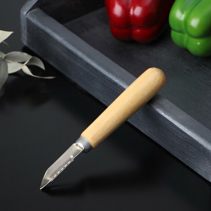 Овощечистка «Традиционная», 14×2 см, с лакированной деревянной ручкой - фотография № 2