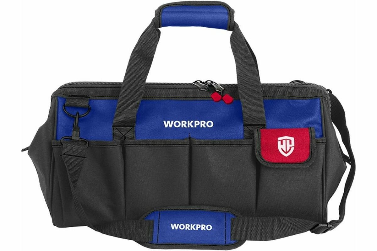 Сумка для инструмента WORKPRO 600D 350x190x220мм, с широким горлом, на молнии 14" WP281004