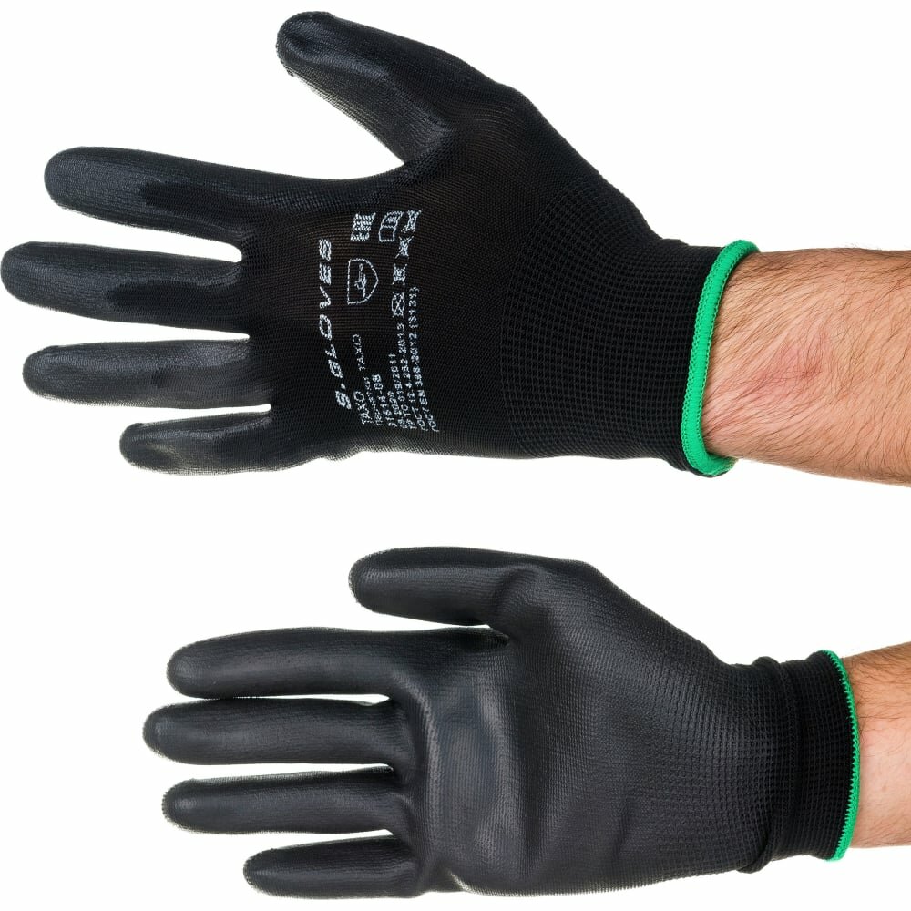 фото S. GLOVES Перчатки нейлоновые с полиур.покр.TAXO черные 08 рамер 31614-08