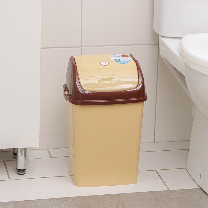 Росспласт Контейнер для мусора «Камелия», 8 л, цвет бежевый/коричневый - фотография № 1