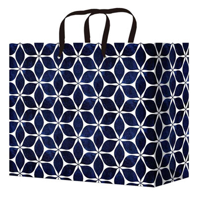 фото Пакет бумажный Синие узоры 26х33см