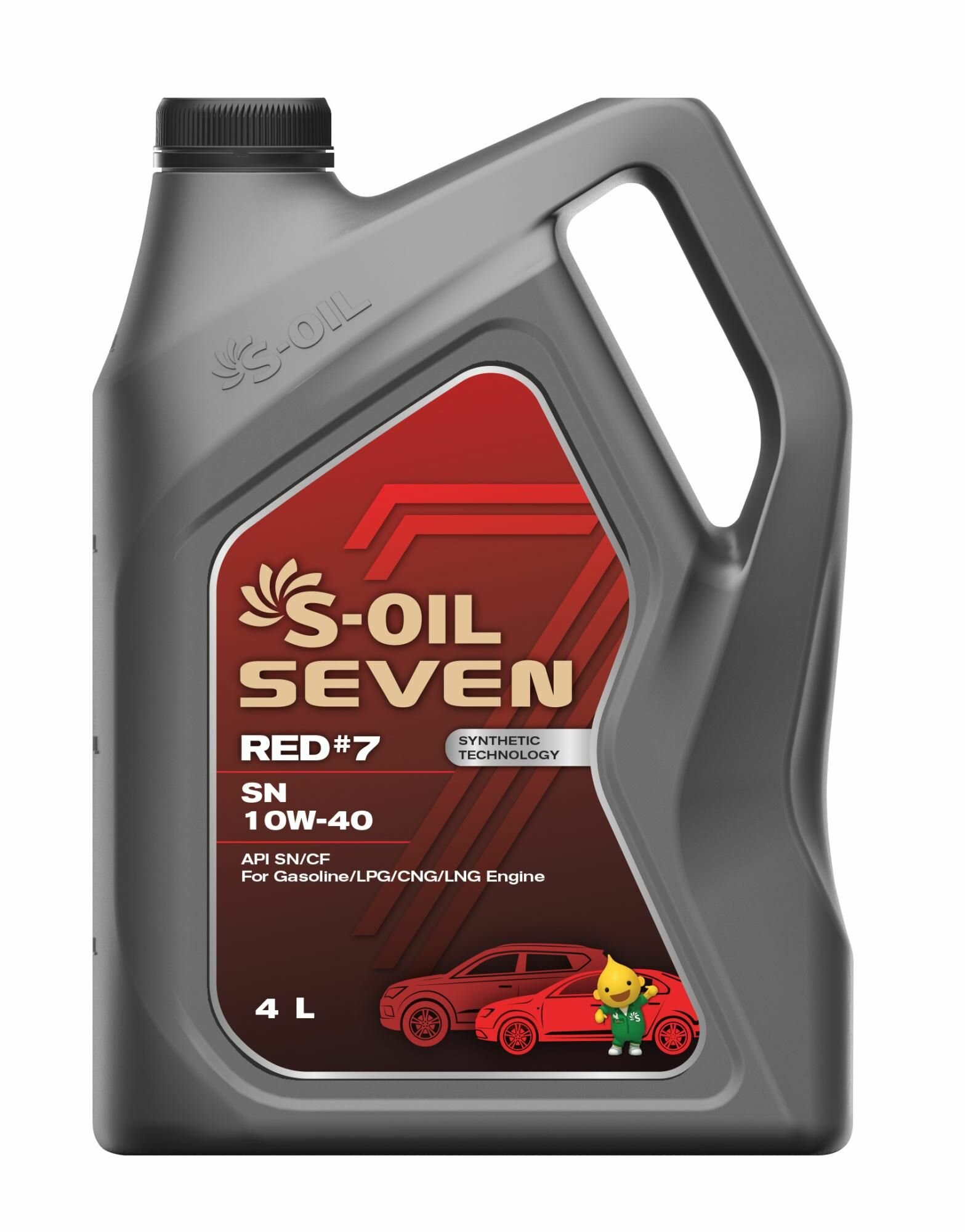 Синтетическое моторное масло S-OIL SEVEN RED #7 SN 10W-40, 4 л