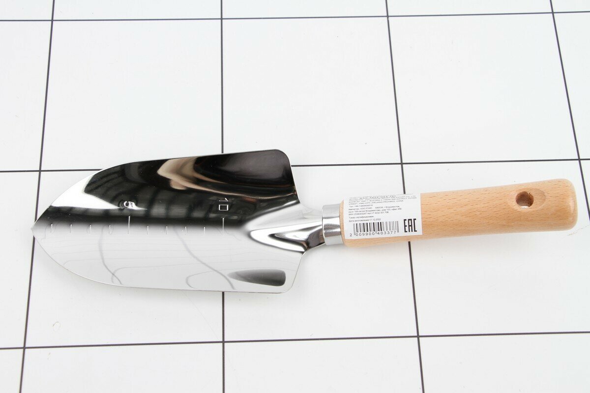 Совок посадочный 30 см нерж сталь, деревянная ручка BSC-5655 - фотография № 3