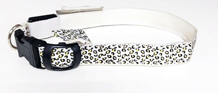 фото Meangood Ошейник светящийся нейлоновый Леопард размер L 45-52 см белый