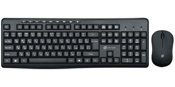 Клавиатура + мышь Оклик 225M клав:черный мышь:черный USB беспроводная Multimedia