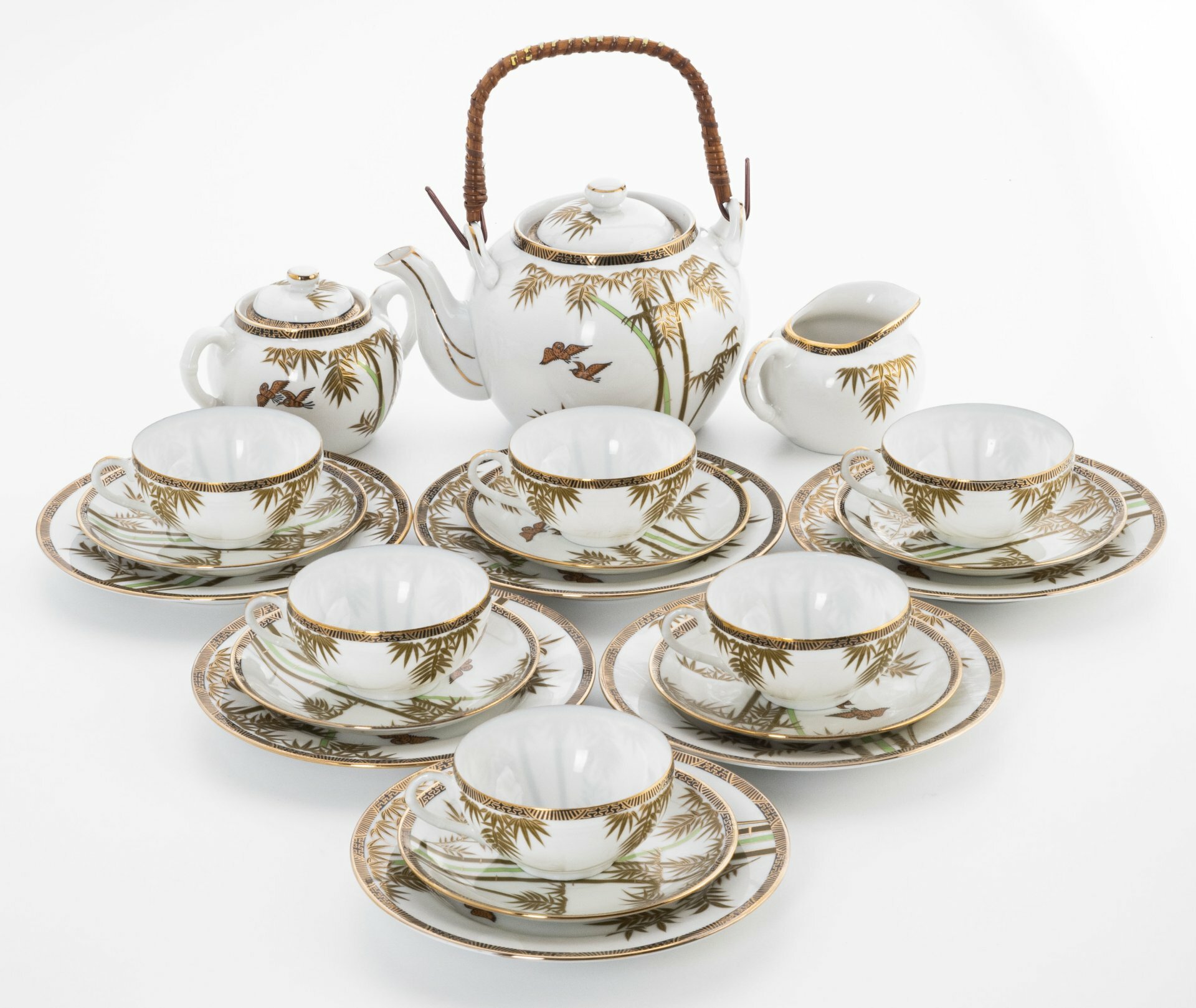 фото Сервиз чайный, с изображением бамбука и с литофанией на 6 персон (21 предмет)