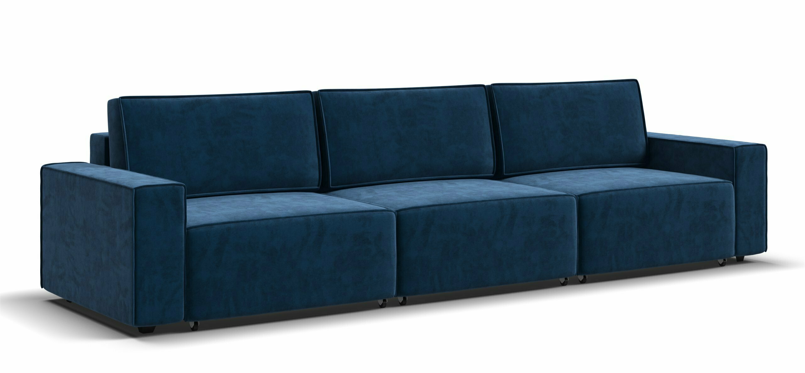Диван-кровать Оскар MAX с ящиком для хранения, еврокнижка, велюр Monolit синий, 340х115х87 см - фотография № 1
