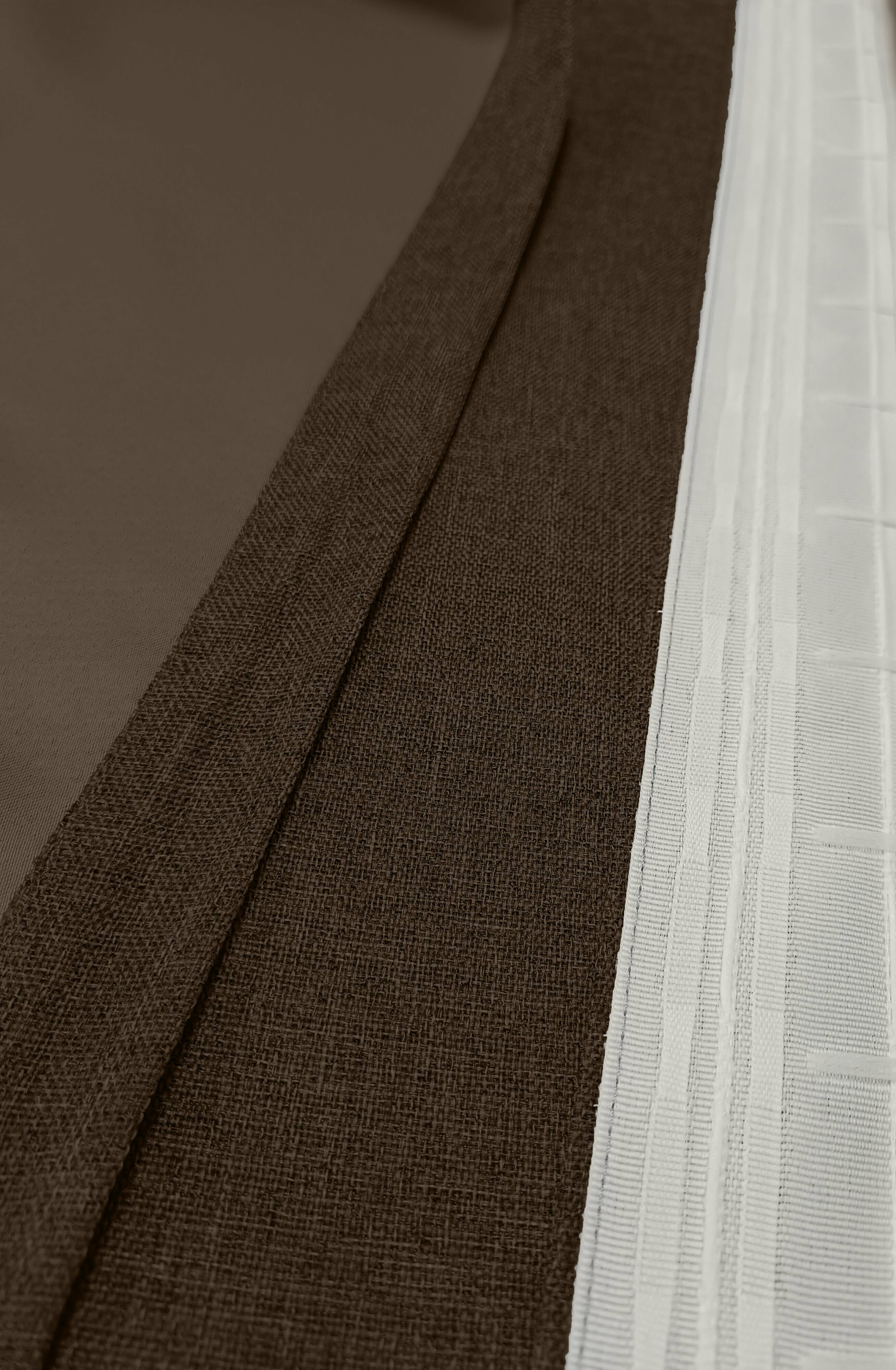 Комплект штор блэкаут под лён на ленте 500х260 коричневый - фотография № 3