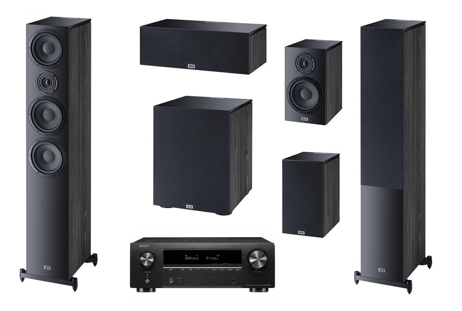 Heco Комплект акустики Aurora 700 5.1 Ebony Black + Denon AVR-X1700H Black