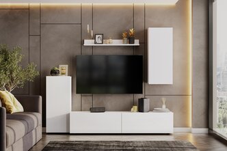 Мебель для гостиной "МГС 10" (Белый текстурный)