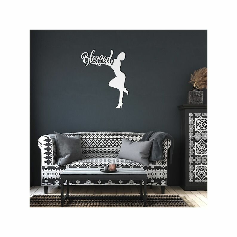 Чертеж, декоративное панно, Благославенная леди (белый цвет), DXF для ЧПУ станка