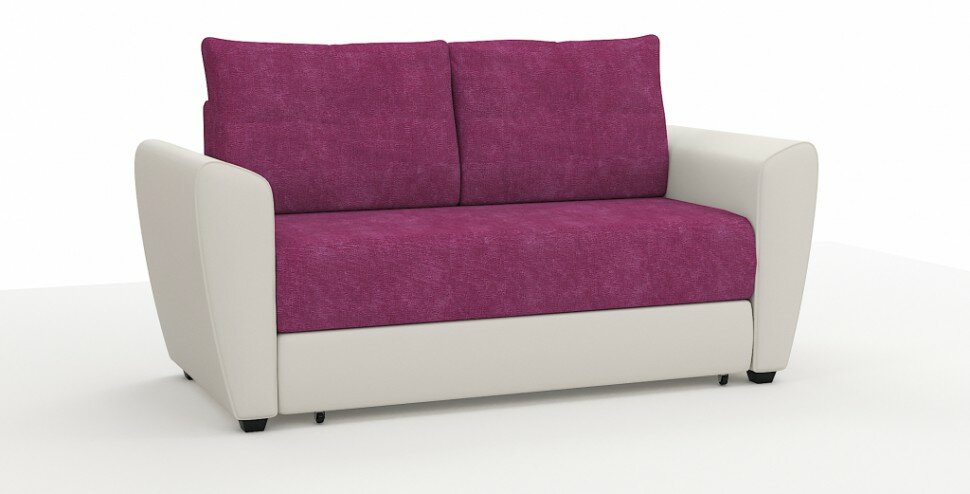 фото Диван Амстердам Мини Люкс велюр розовый + экокожа белый