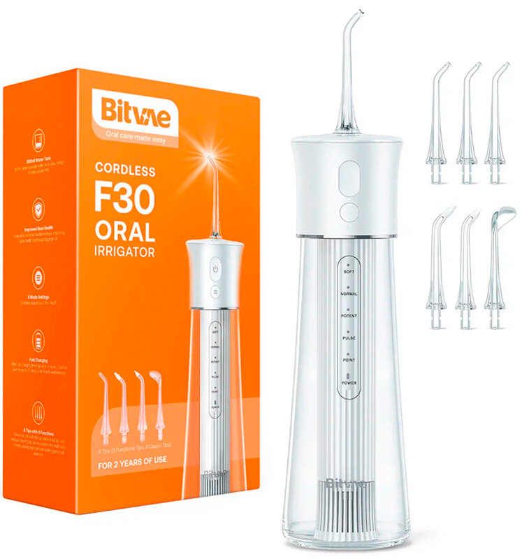 Портативный ирригатор Bitvae F30 Water Flosser 7 насадок F30 GLOBAL белый