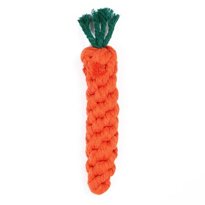Игрушка канатная Морковь , до 18 см, до 50 г, оранжевая/зелёная - фотография № 2