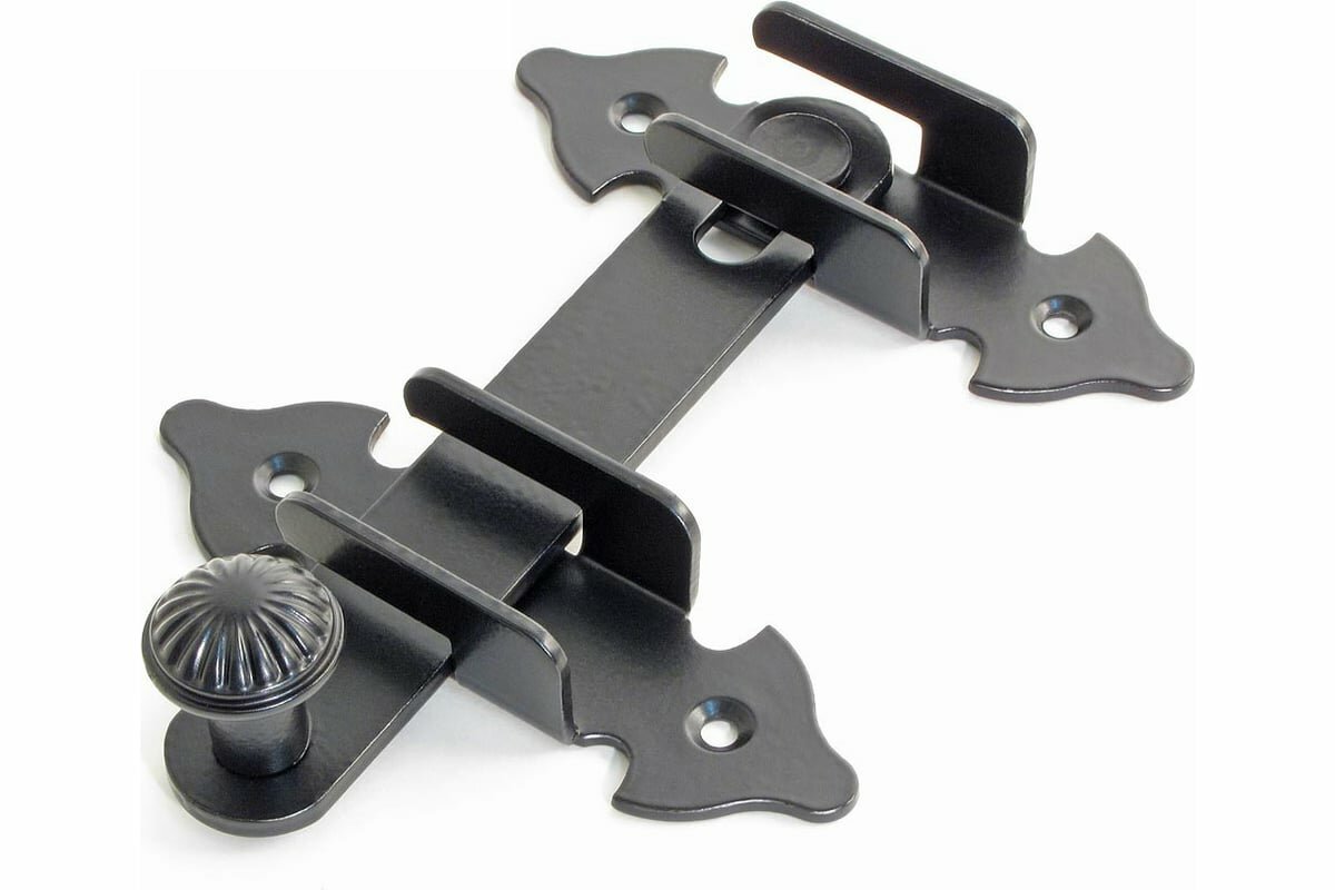 фото Накладная фигурная задвижка Tech-Krep ЩМ-90x90 плоский ригель L120 черный матовый 1 шт. пакет 151904