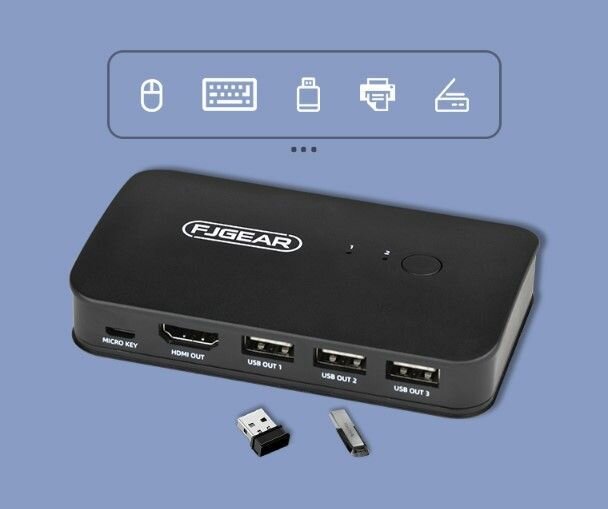 HDMI KVM USB 2-1 коммутатор хдми КВМ 4к свитчер, 2 ПК на 1 монитор+клав.+мышь 3840*2160 30Hz