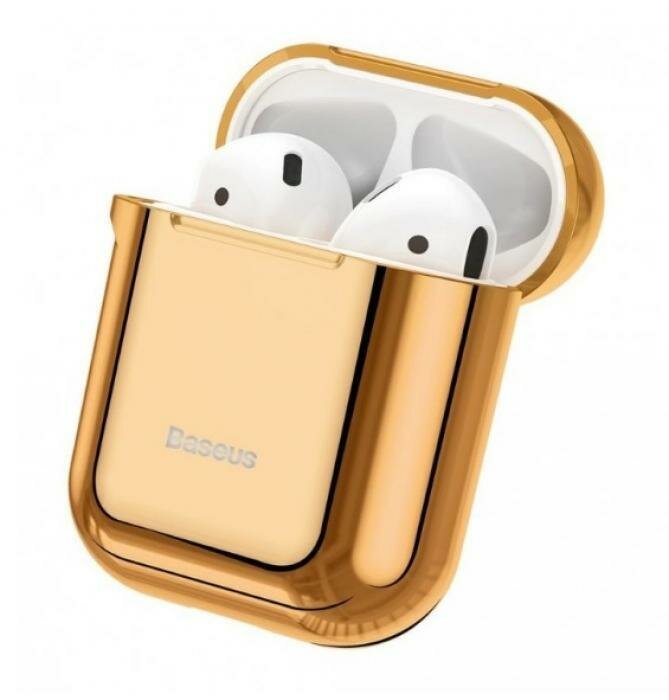 Защитный чехол Baseus Shining Hook Case для наушников AirPods 1/2nd Generation (ARAPPOD-A01, ARAPPOD-A0S, ARAPPOD-A09, ARAPPOD-A03, ARAPPOD-A0V) (gold)