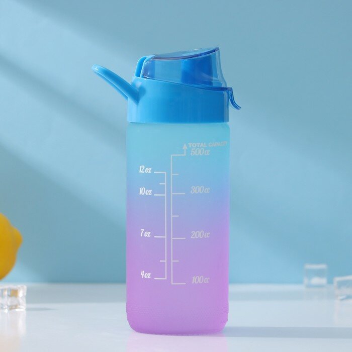 Бутылка для воды "Градиент" 500 мл, цвет голубой с фиолетовым - фотография № 2