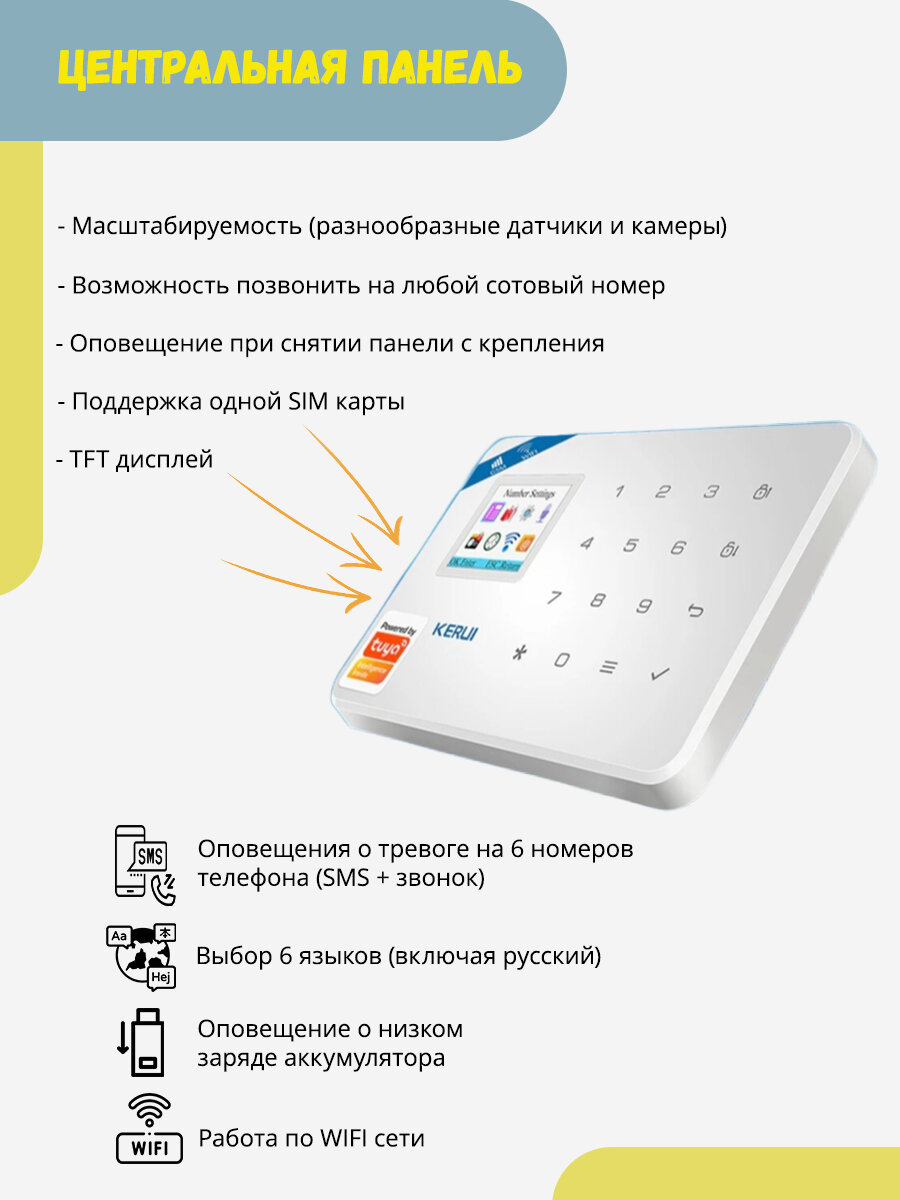 Охранная сигнализация Kerui Tuya W181 (набор 2) Wi-Fi GSM управление с телефона масабируемая