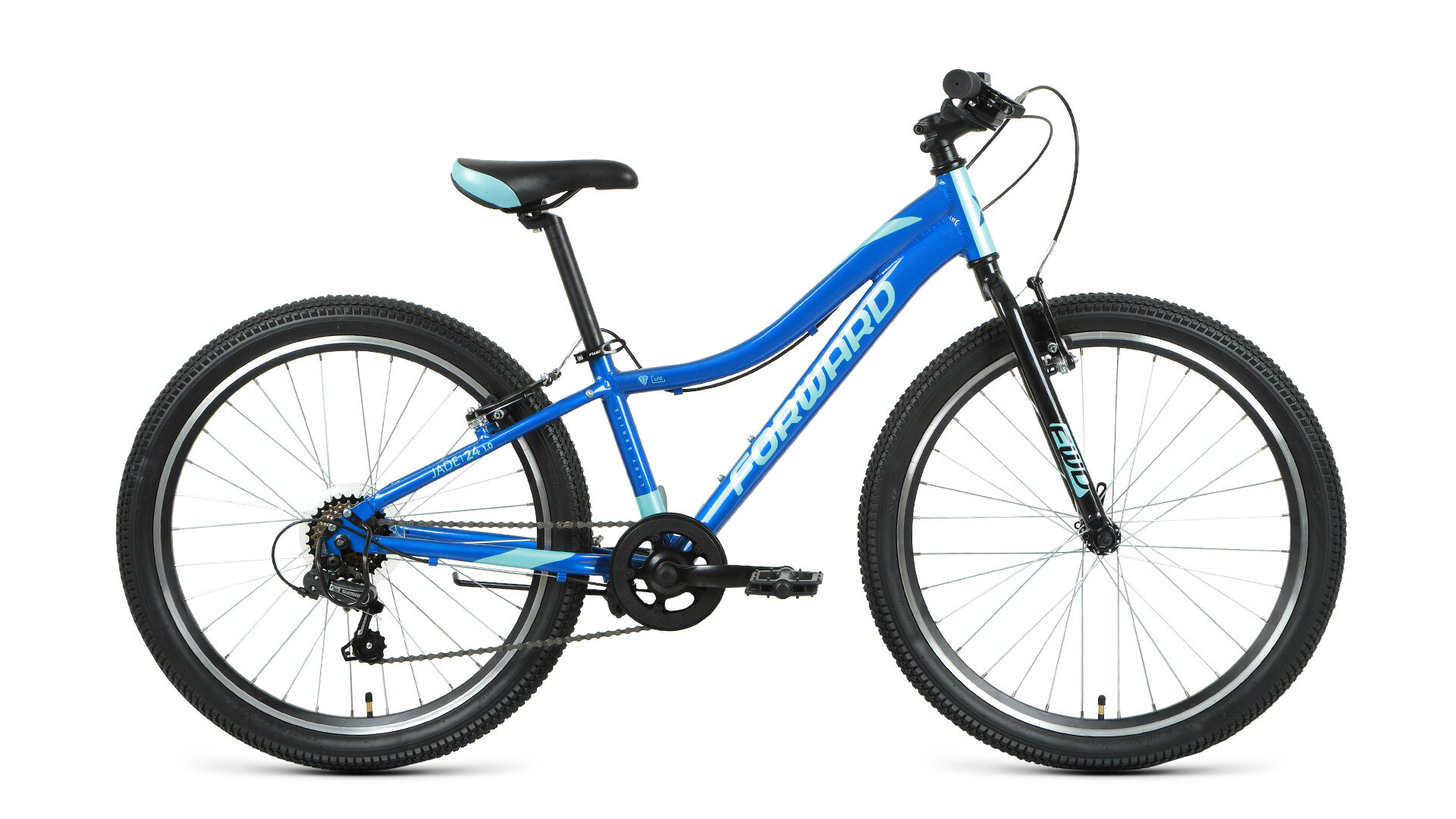 Велосипед 24 FORWARD JADE 1.0 (7-ск.) 2022 (рама 12) синий/бирюзовый