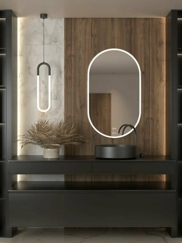 Зеркало для ванной KVV Group "AURA" с LED подсветкой и антизапотеванием вертикальное 60 х 100 см - фотография № 1