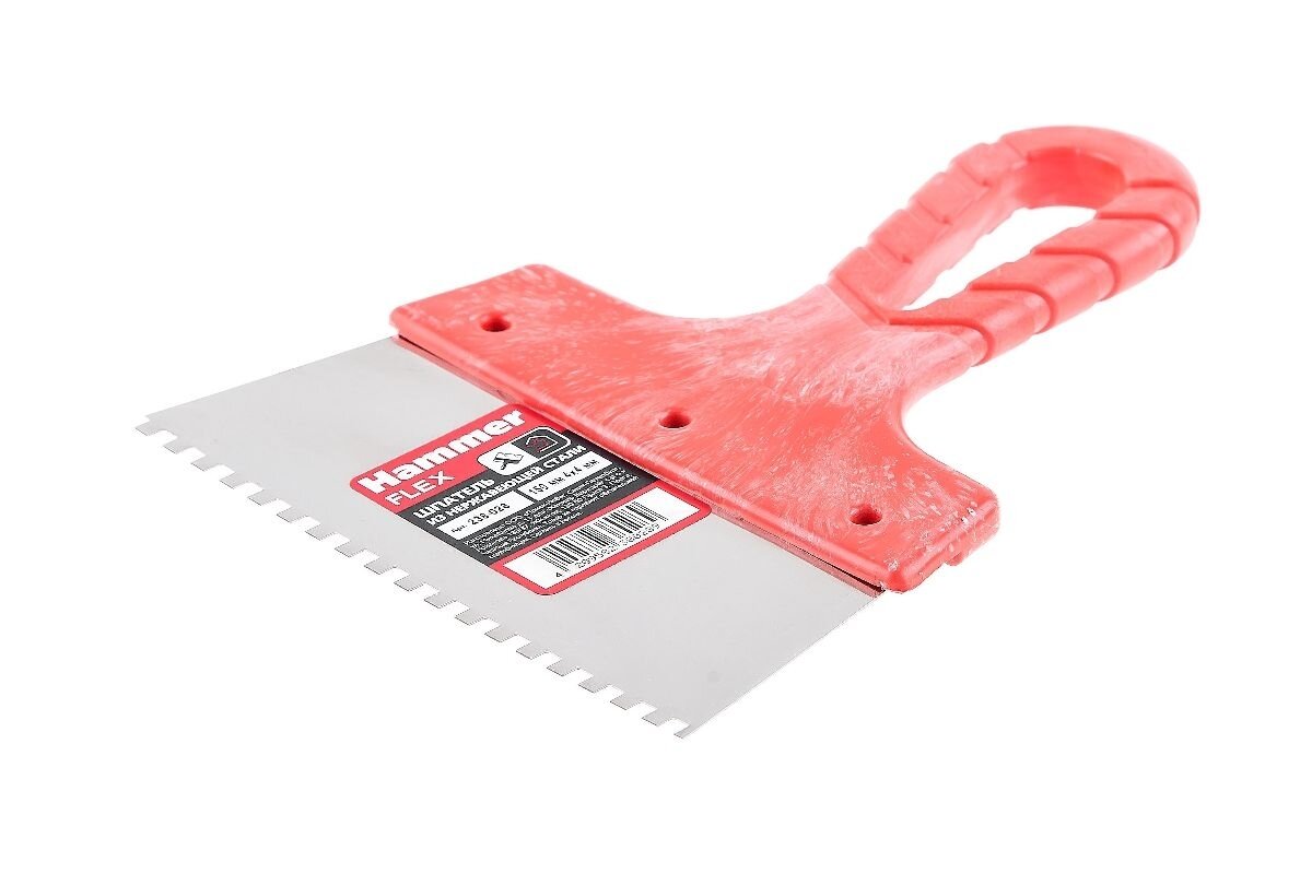 фото Шпатель зубчатый Hammer Flex 238-028 нерж. сталь 150 мм, 4*4 мм