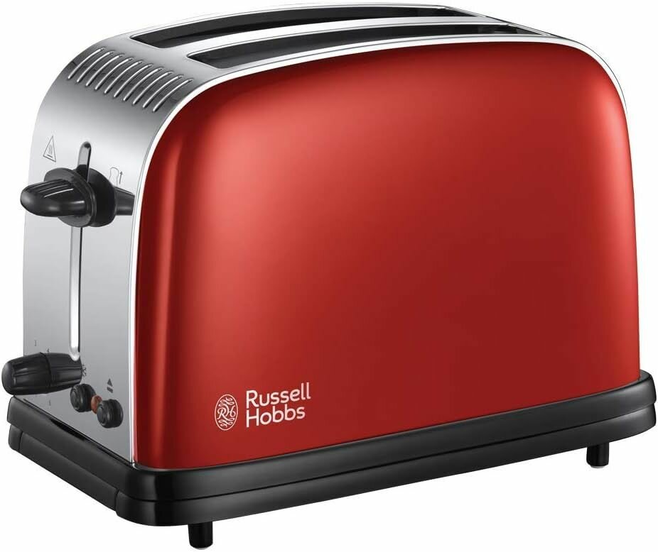 Тостер Russell Hobbs из нержавеющей стали, на 2 ломтика, красный, 1670Вт