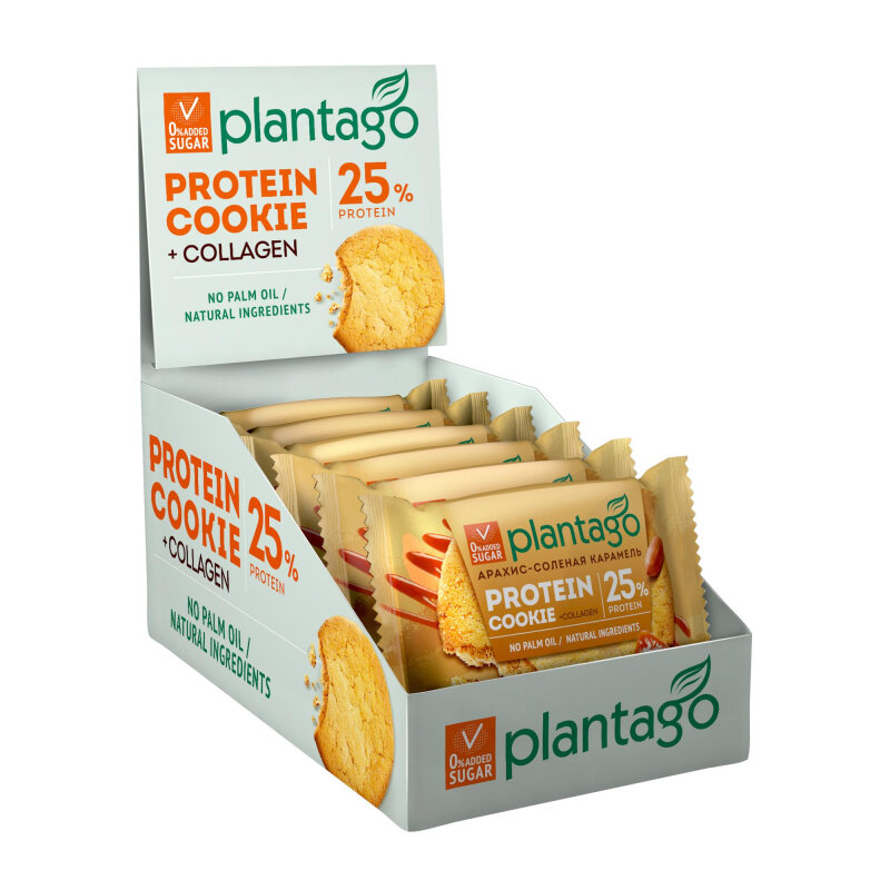 Печенье Plantago Protein Cookie Ар.-Сол.кар.выс.сод.бел.25%,кол.,40гх9шт/уп - фотография № 1