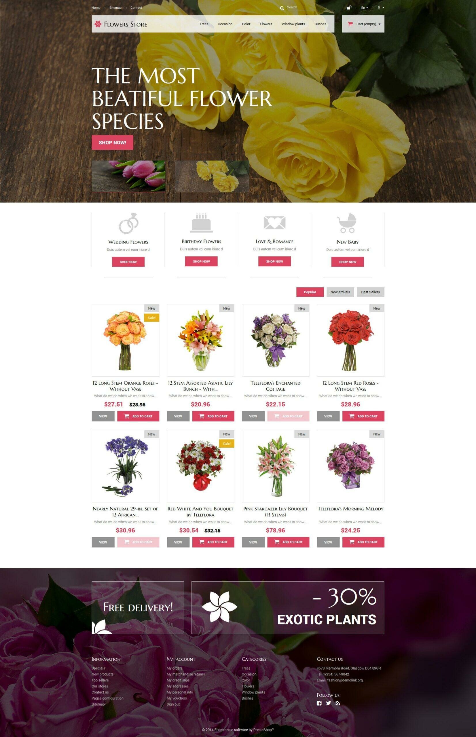 Flowers Store Тема PrestaShop